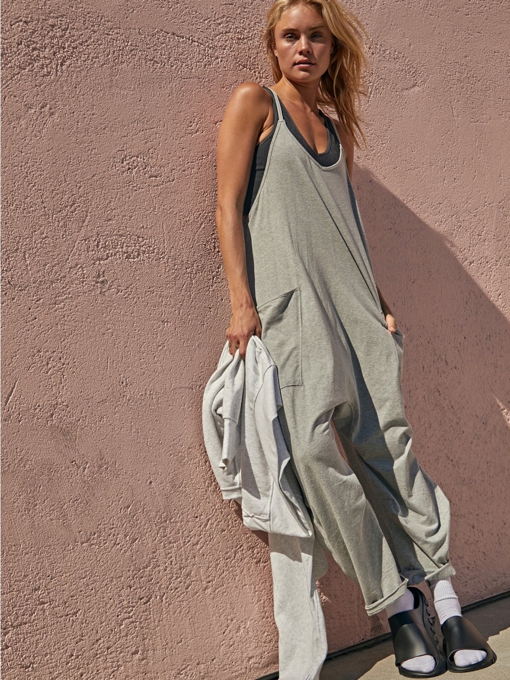 Free People Movement Hot Shot Onesie Heather Grey Size XS